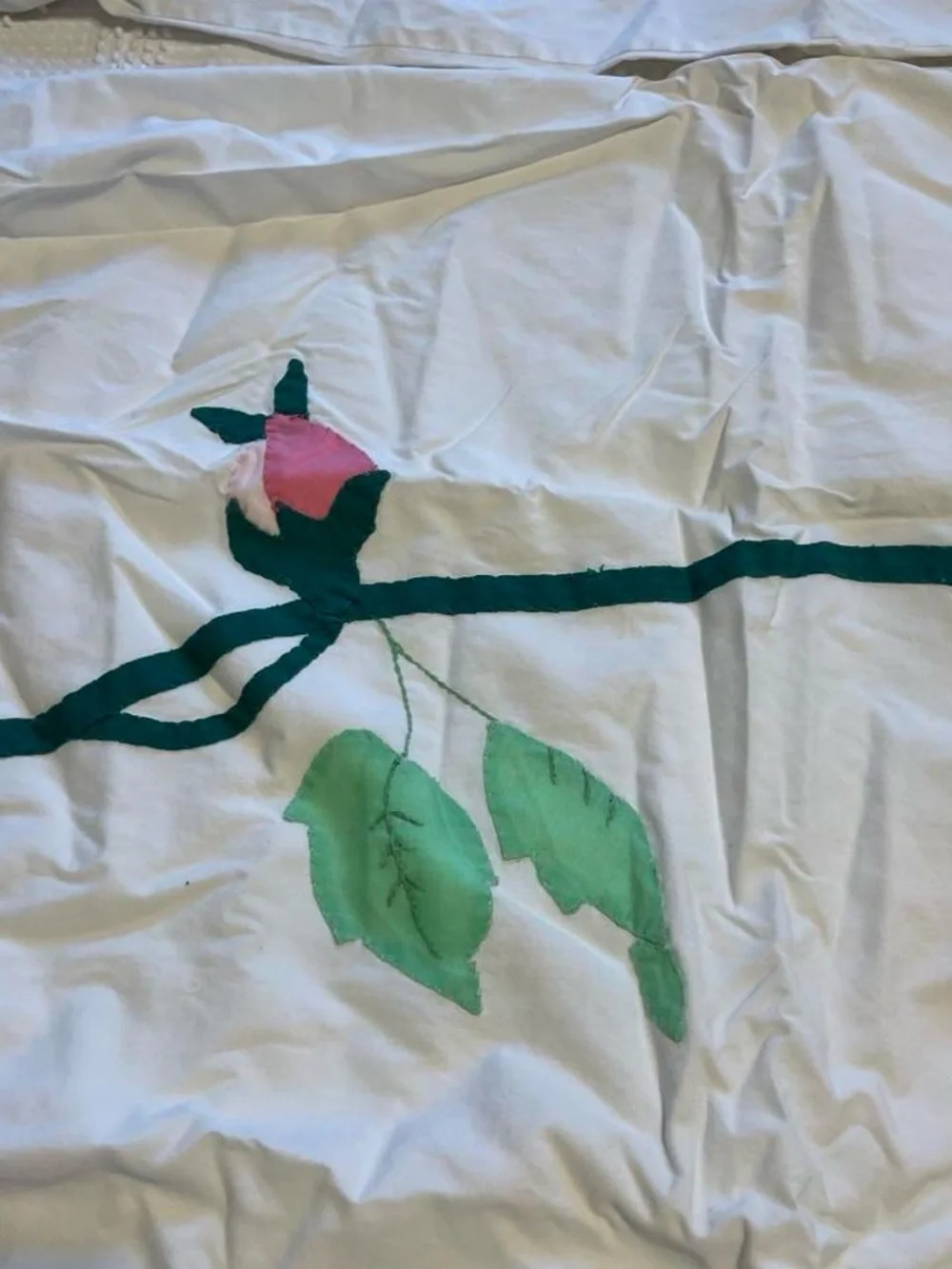 Floral Appliqué Pillowcases - Pink Rose Motif set of 2